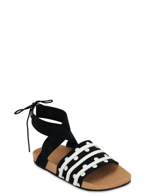 adidas Originals Adilette Ankle Wrap Sandals in Black/White (Black) - Lyst