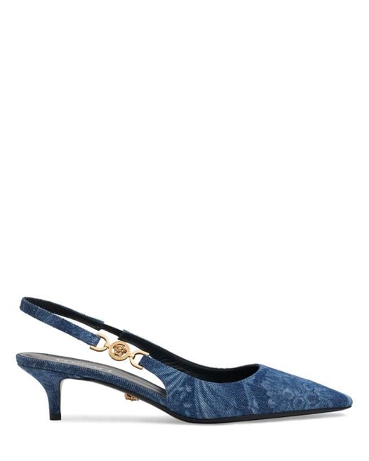 Zapatos destalonados de denim 40mm Versace de color Blue