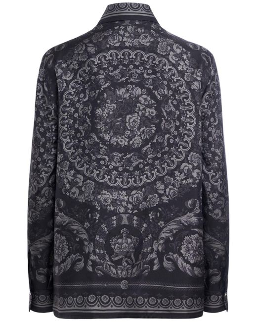 Camicia in twill di seta stampato di Versace in Black