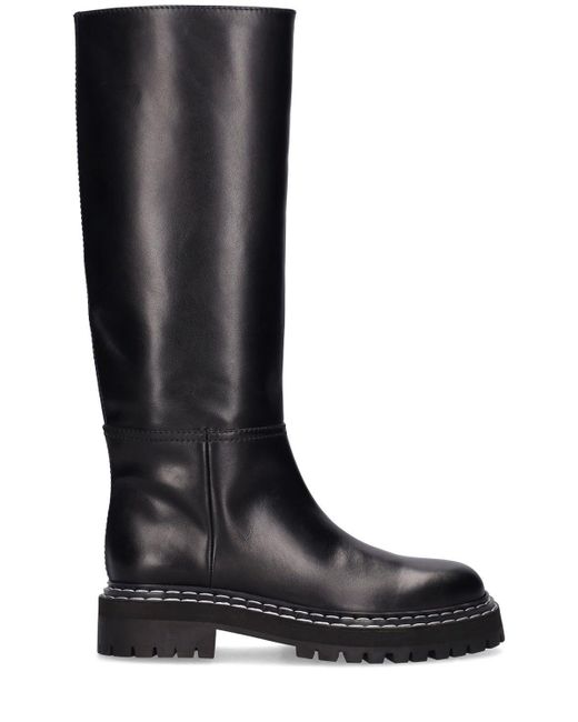 Proenza Schouler 30mm Lug Sole Leather Tall Boots in Black | Lyst