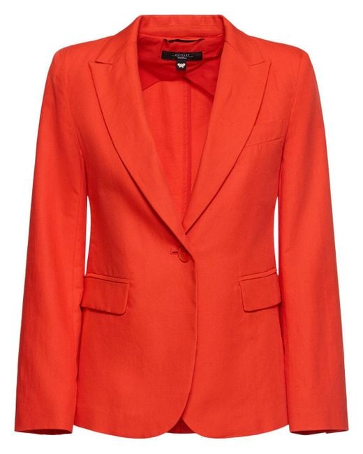 Mujer Chaqueta De Lino Y Algodón Weekend by Maxmara de color Red