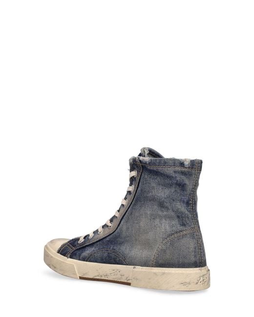 Balenciaga Blue Paris Distressed Denim High-top Trainers for men