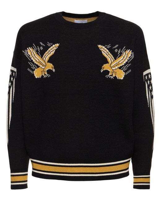 Rhude Black Eagle Souvenir Cotton Sweater for men
