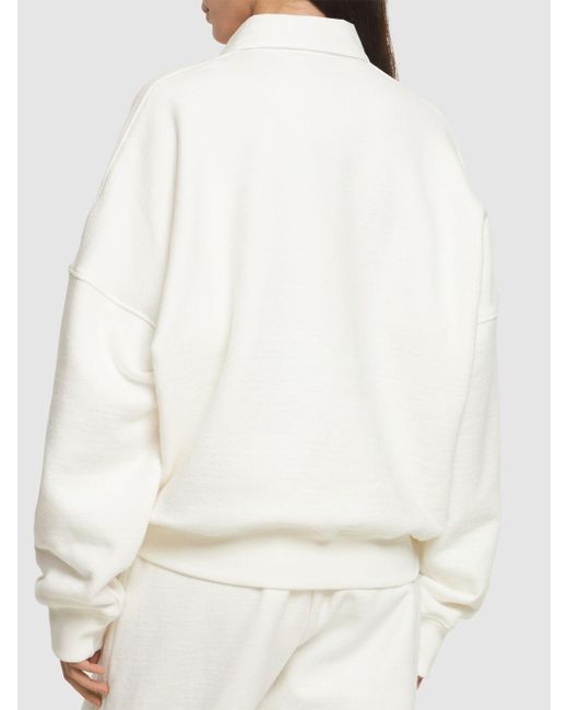 The Row White Dende Cotton Blend Knit Polo Sweatshirt
