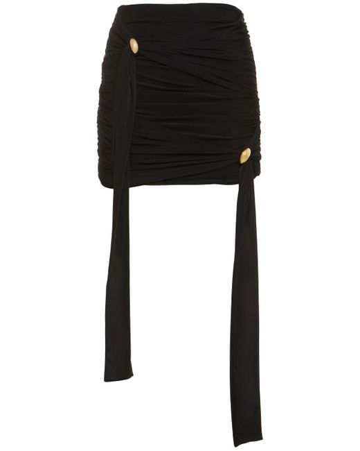 Blumarine Black Mesh Mini Skirt W/gold Rings