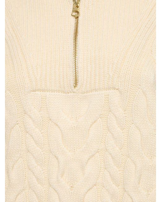 Varley Natural Daria Half Zip Cable Knit Sweater