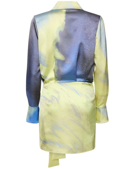 Jonathan Simkhai Blue Larson Printed Mini Shirt Dress