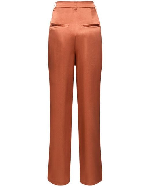 Anine Bing Orange Carrie Silk Satin Straight Pants