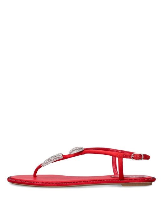 Sandali in raso con decorazioni 10mm di Rene Caovilla in Red