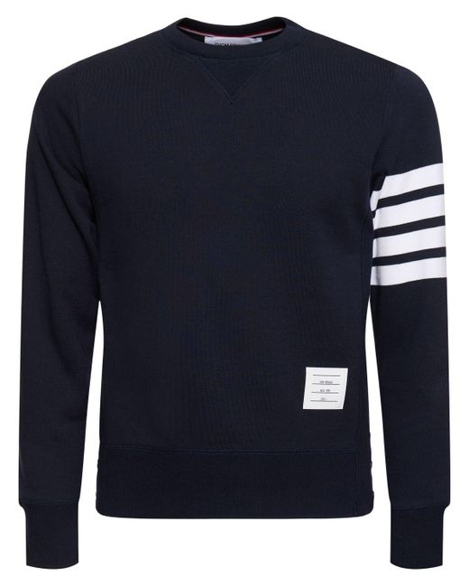 Thom Browne Blue Cotton Jersey Sweatshirt W/ Stripes for men