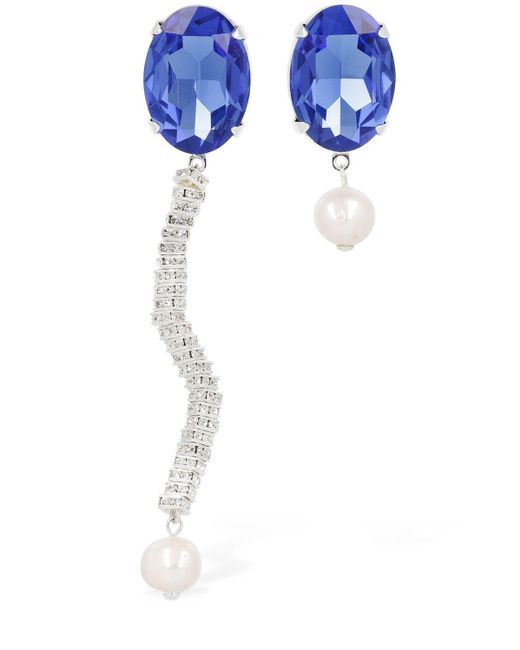 Magda Butrym Blue Asymmetrische Ohrringe Mit Perlen Und Kristallen