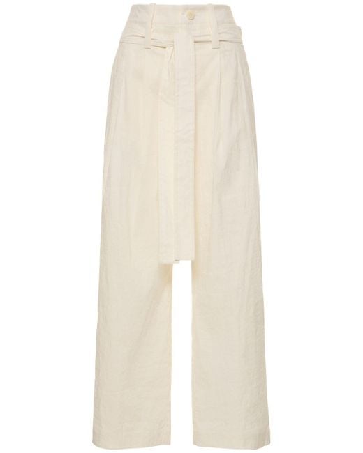 Pantalon en lin mélangé avec ceinture Issey Miyake en coloris Natural