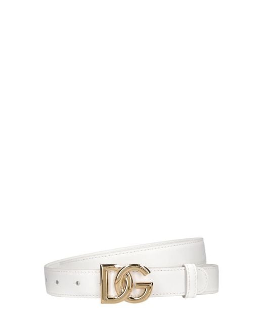 Cinturón de piel 25mm Dolce & Gabbana de color White
