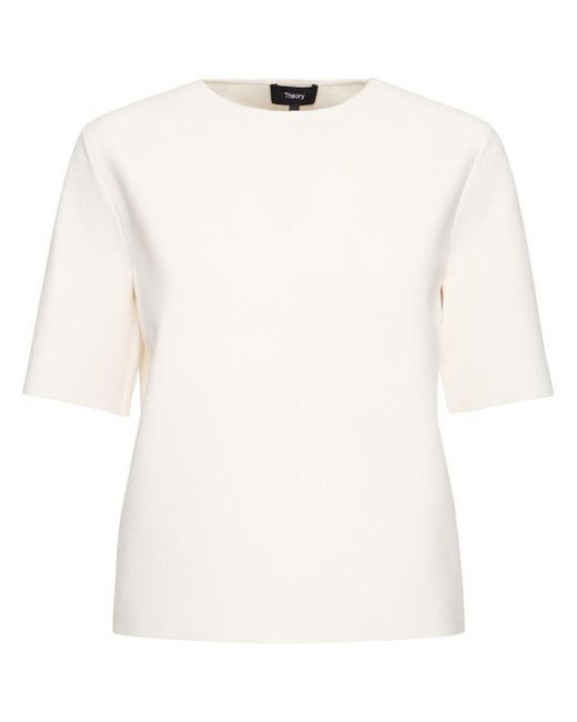 Theory White Compact Tech Crepe T-Shirt