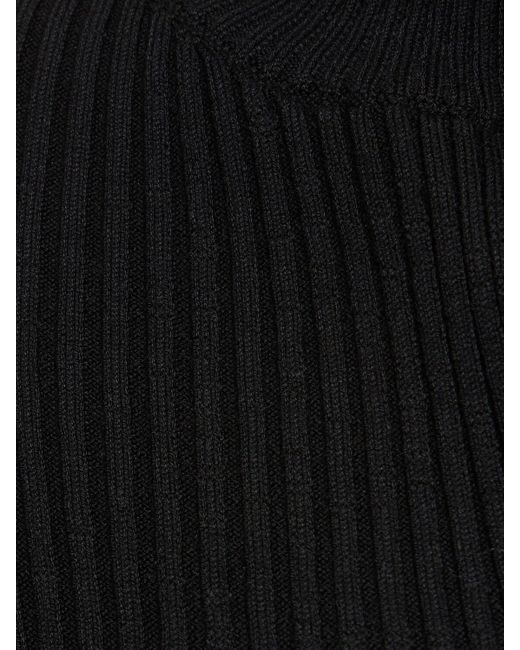 Top collo alto in maglia a costine di Y. Project in Black