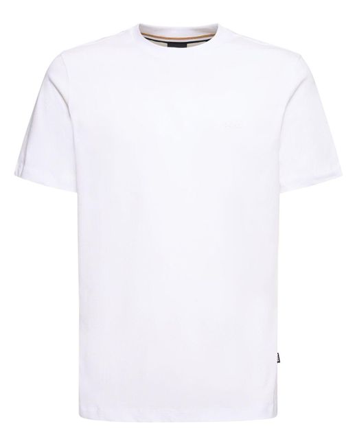 Camiseta de algodón jersey con logo Boss de hombre de color White