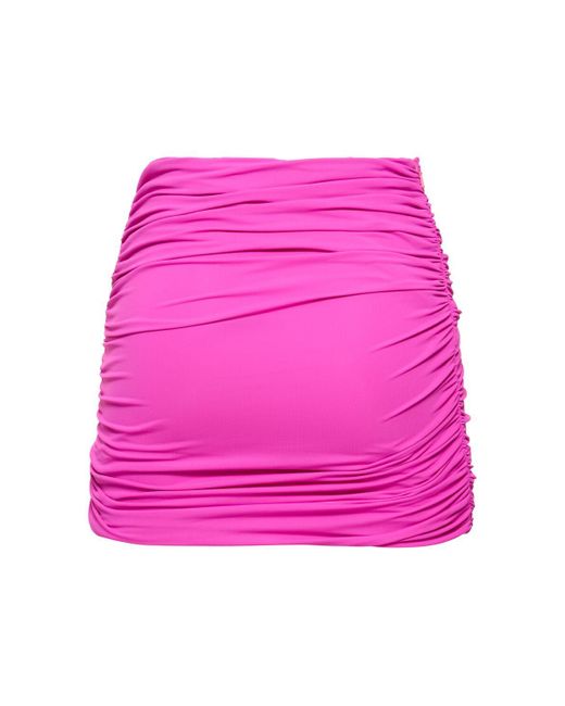 David Koma Pink Ruched Mini Skirt W/ Rose
