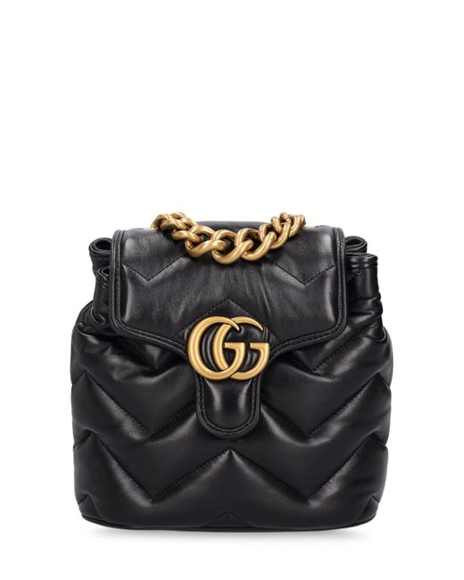 Gucci Black gg Marmont Leather Backpack