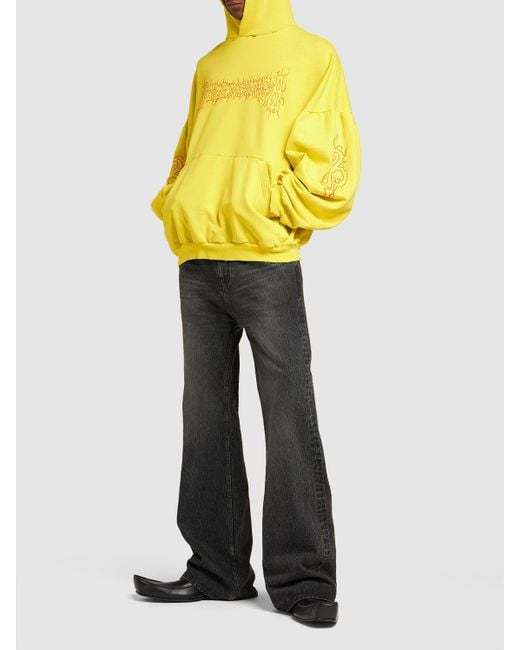 Sweat-shirt en coton à capuche darkwave Balenciaga pour homme en coloris Yellow