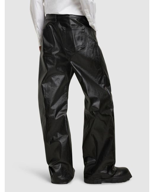 Jeans anchos de denim de algodón Rick Owens de hombre de color Black