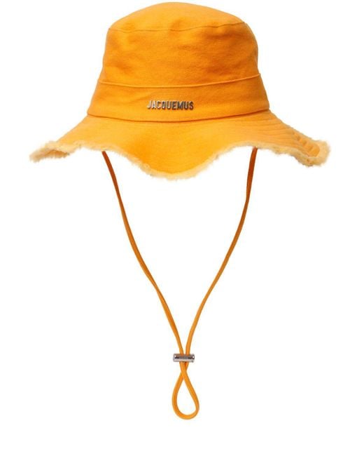 Jacquemus Orange Le Bob Artichaut Embellished Frayed Cotton-canvas Bucket Hat