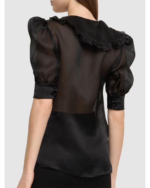 Blusa de seda con apliques Alessandra Rich de color Black