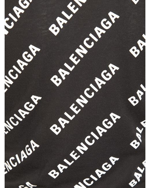 Balenciaga Black Allover Logo Cropped Cotton Sweater