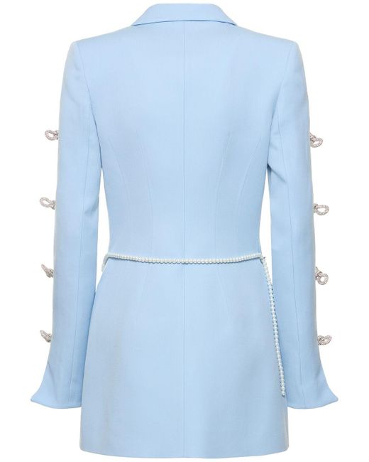 Mach & Mach Blue Embellished Wool Blazer Mini Dress