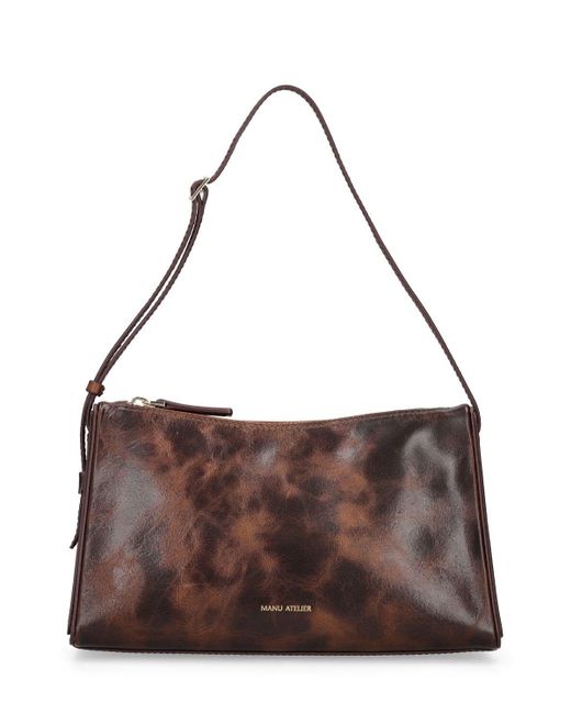 MANU Atelier Brown Prism Brushed Leather Shoulder Bag