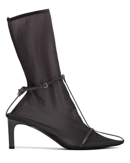 Jil Sander Black 65mm Mesh & Leather Ankle Boots