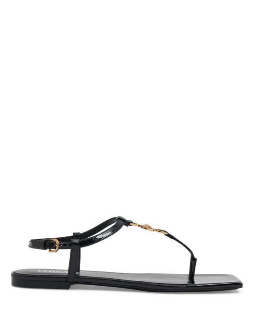 Versace Black Patent Leather Thong Sandals