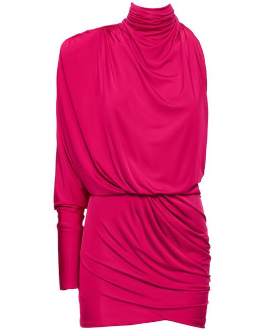 Alexandre Vauthier Pink Draped Jersey One Sleeve Mini Dress
