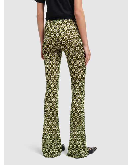 Etro Green Printed Viscose Flared Pants