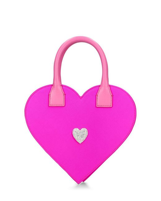 Mach & Mach Pink Heart Satin Top Handle Bag