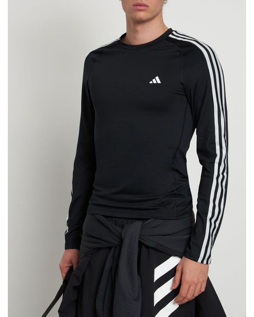 メンズ Adidas Originals 3 Stripes 長袖tシャツ Black