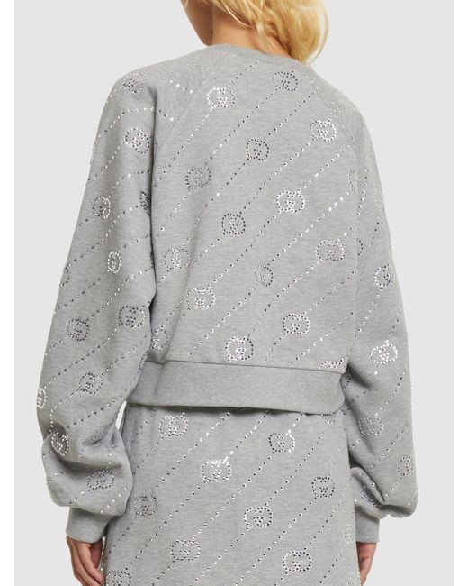 Sweat-shirt court en jersey de coton gg à capuche Gucci en coloris Gray