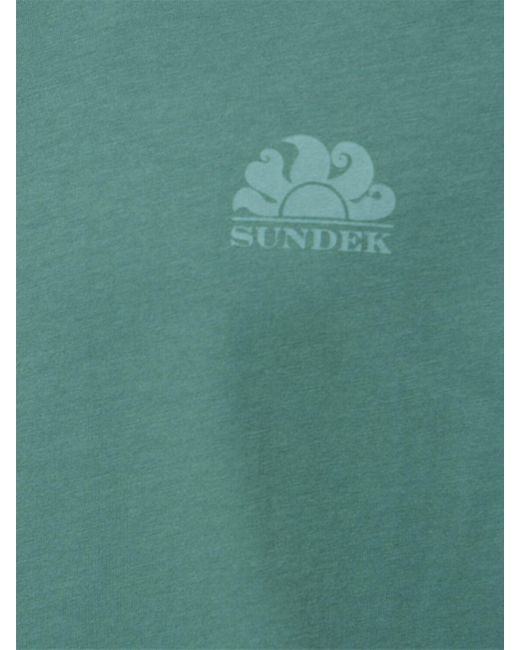 T-shirt in jersey di cotone con logo di Sundek in Green da Uomo