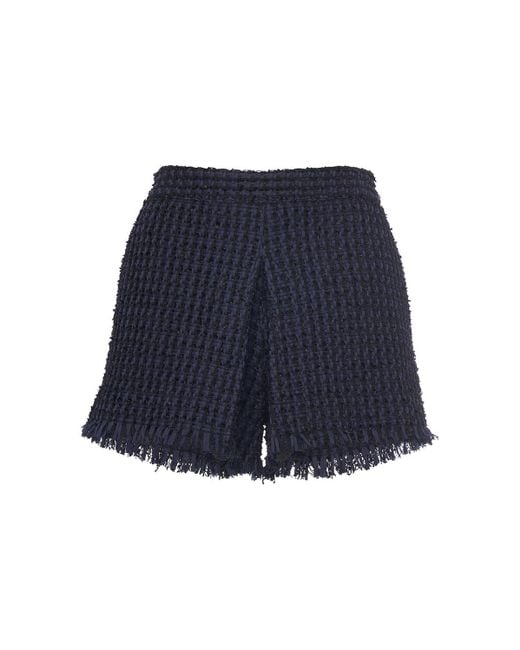 DSquared² Blue Tweed Bouclé High Rise Shorts
