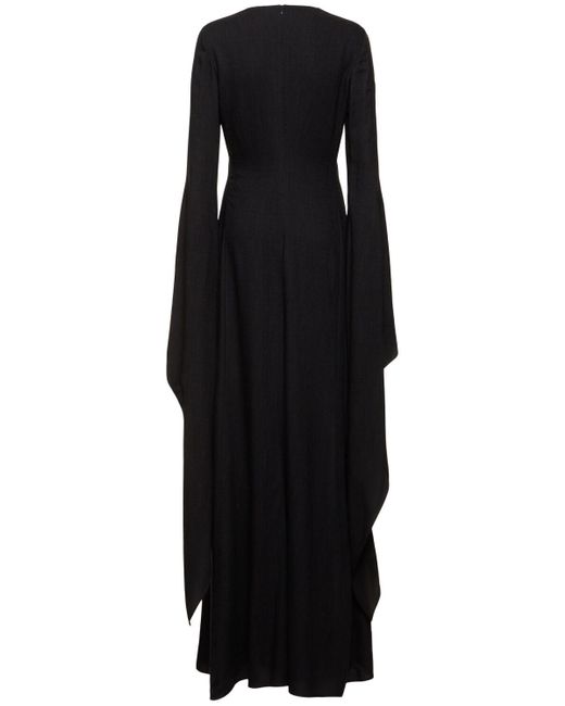Gabriela Hearst Black Sigrud Long Sleeve Wool Blend Dress
