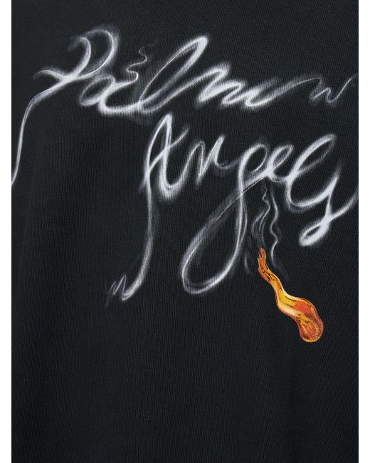 Palm Angels Black foggy Pa Cotton Sweatshirt for men