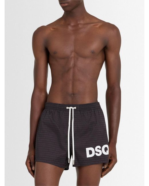 DSquared² Black Logo Nylon Swim Shorts for men