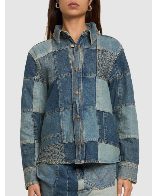Camicia in denim patchwork di Marc Jacobs in Blue