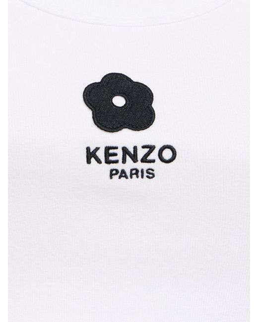 Tank top boke in jersey di cotone a costine di KENZO in White