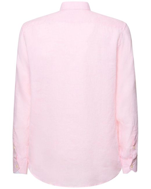 Frescobol Carioca Pink Antonio Linen Shirt for men