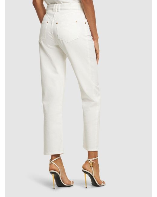 Jeans rectos de denim Balmain de color White