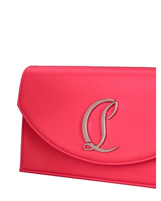 Christian Louboutin Pink Small Logo Crepe Satin Clutch