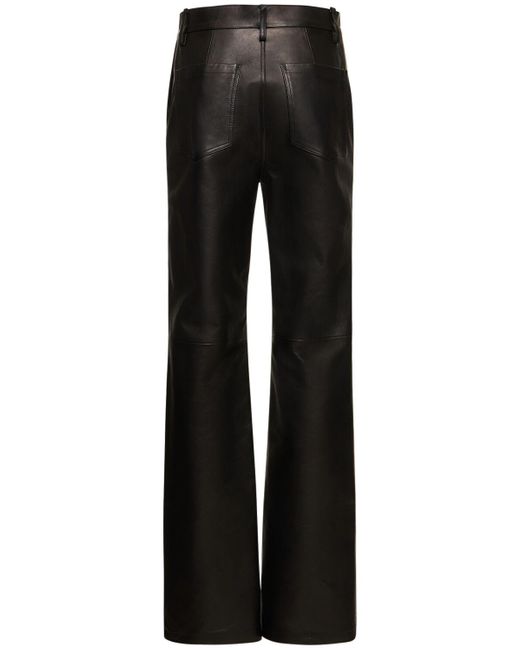 Pantalon droit en cuir taille haute Magda Butrym en coloris Black