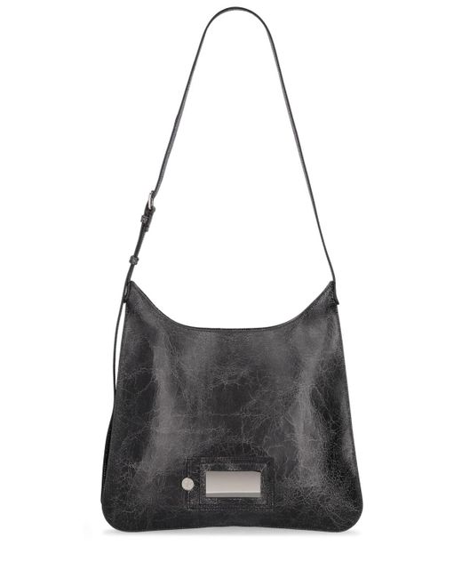 Acne Black Platt Wrinkled Leather Shoulder Bag for men