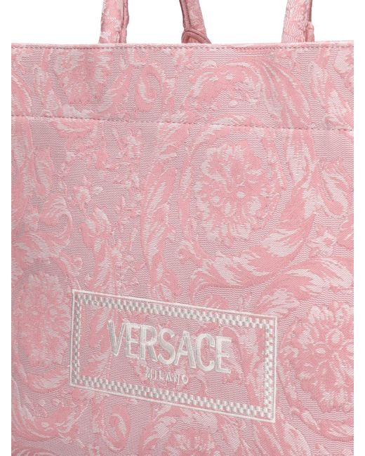 Bolso tote grande barocco con jacquard Versace de color Pink