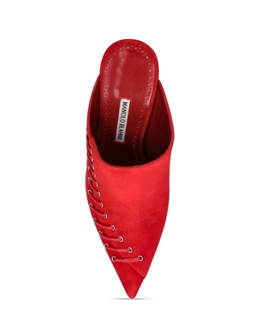 Manolo Blahnik Red 105Mm Dobre Suede Mules